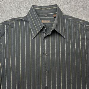 Ben Sherman Striped Long Sleeve Button Shirt Black Yellow White XL